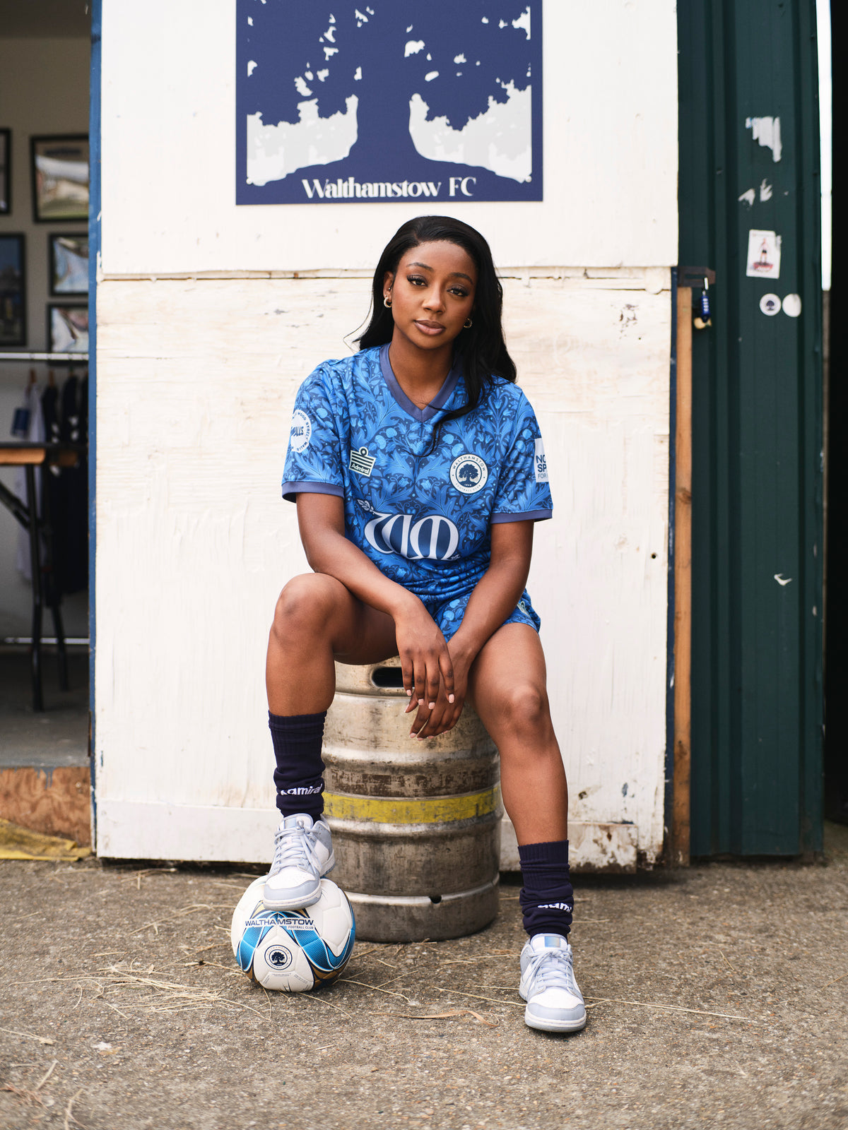 Walthamstow FC players in the home kit on the pitch